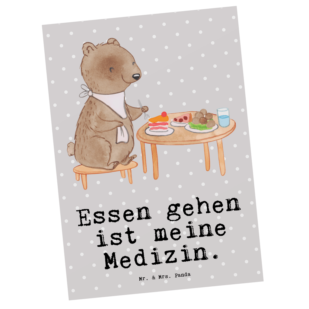 Postkarte Bär Essen gehen Medizin Geschenkkarte, Grußkarte, Karte, Einladung, Ansichtskarte, Geburtstagskarte, Einladungskarte, Dankeskarte, Geschenk, Sport, Sportart, Hobby, Schenken, Danke, Dankeschön, Auszeichnung, Gewinn, Sportler, Essen gehen, Essen, Restaurant, Restaurantbesuch, Köstlichkeiten