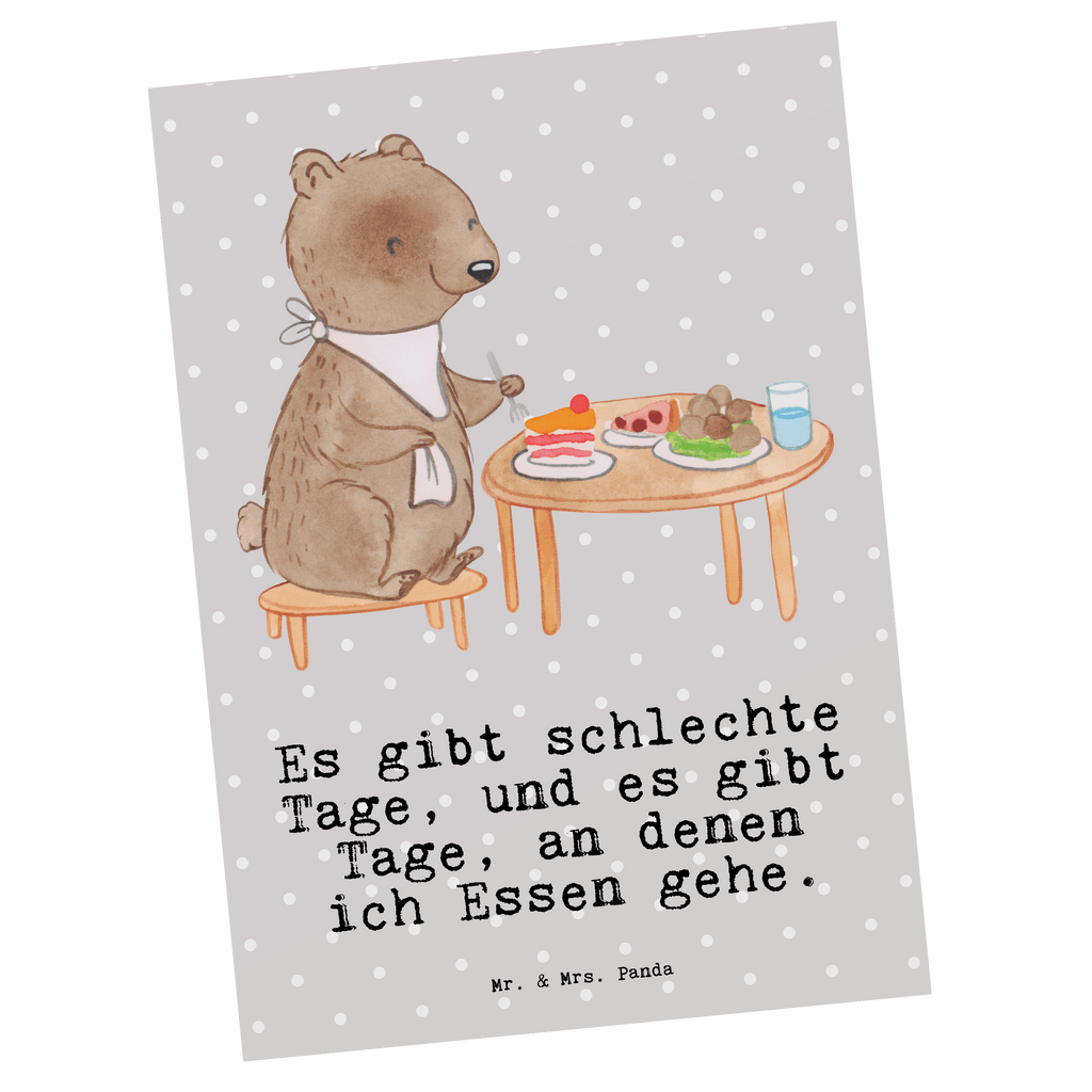 Postkarte Bär Essen gehen Tage Geschenkkarte, Grußkarte, Karte, Einladung, Ansichtskarte, Geburtstagskarte, Einladungskarte, Dankeskarte, Geschenk, Sport, Sportart, Hobby, Schenken, Danke, Dankeschön, Auszeichnung, Gewinn, Sportler, Essen gehen, Essen, Restaurant, Restaurantbesuch