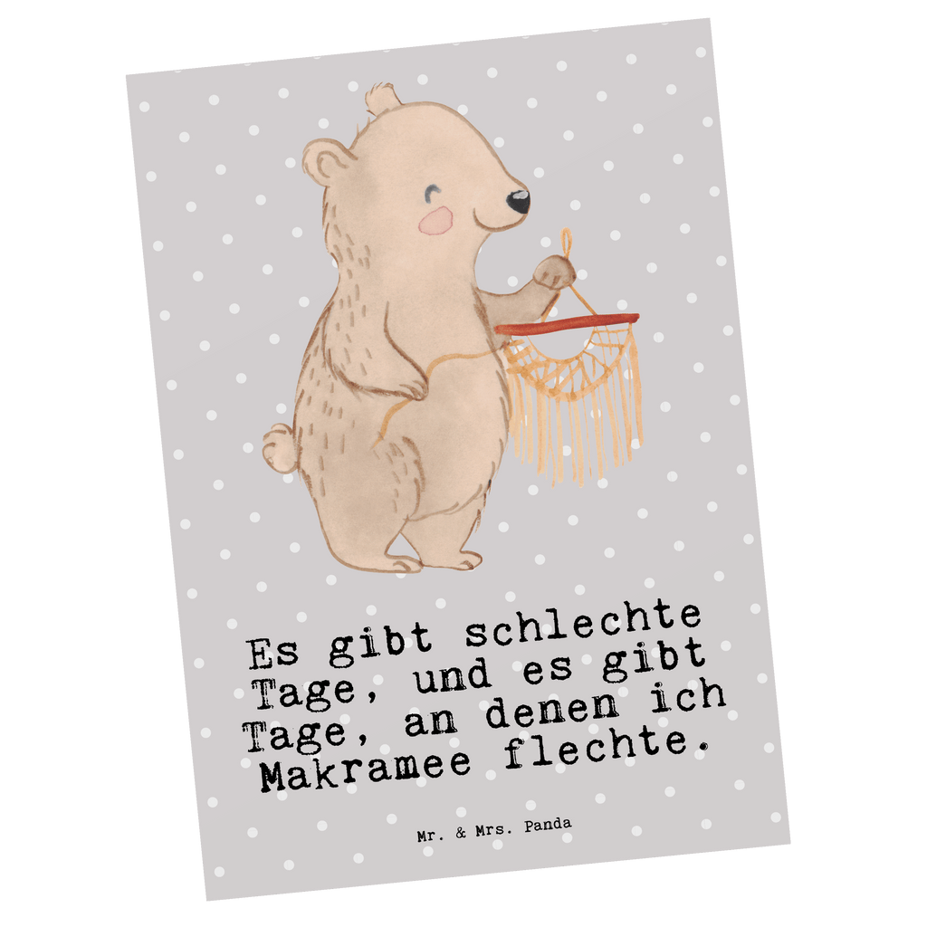 Postkarte Bär Makramee Tage Geschenkkarte, Grußkarte, Karte, Einladung, Ansichtskarte, Geburtstagskarte, Einladungskarte, Dankeskarte, Geschenk, Sport, Sportart, Hobby, Schenken, Danke, Dankeschön, Auszeichnung, Gewinn, Sportler, Makramee, Basteln, Basteln mit Makramee