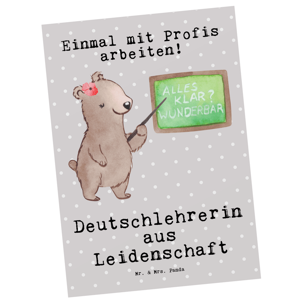 Postkarte Deutschlehrerin aus Leidenschaft Geschenkkarte, Grußkarte, Karte, Einladung, Ansichtskarte, Geburtstagskarte, Einladungskarte, Beruf, Ausbildung, Jubiläum, Abschied, Rente, Kollege, Kollegin, Geschenk, Schenken, Arbeitskollege, Mitarbeiter, Firma, Danke, Dankeschön, Deutschlehrerin, Deutschunterricht, Schule, Grundschule