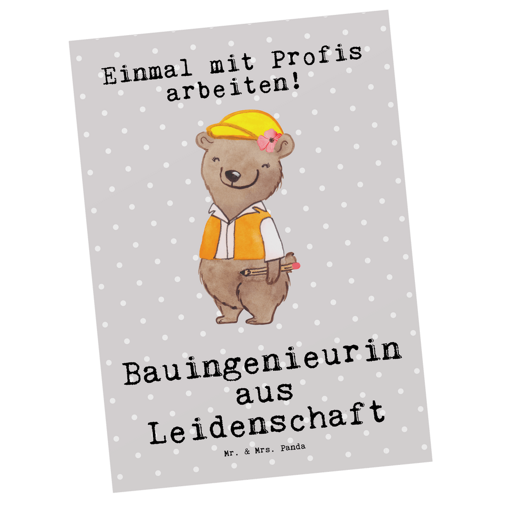 Postkarte Bauingenieurin aus Leidenschaft Geschenkkarte, Grußkarte, Karte, Einladung, Ansichtskarte, Geburtstagskarte, Einladungskarte, Beruf, Ausbildung, Jubiläum, Abschied, Rente, Kollege, Kollegin, Geschenk, Schenken, Arbeitskollege, Mitarbeiter, Firma, Danke, Dankeschön, Bauingenieurin, Statikerin, Ingeniuerin, Baustelle, Studium