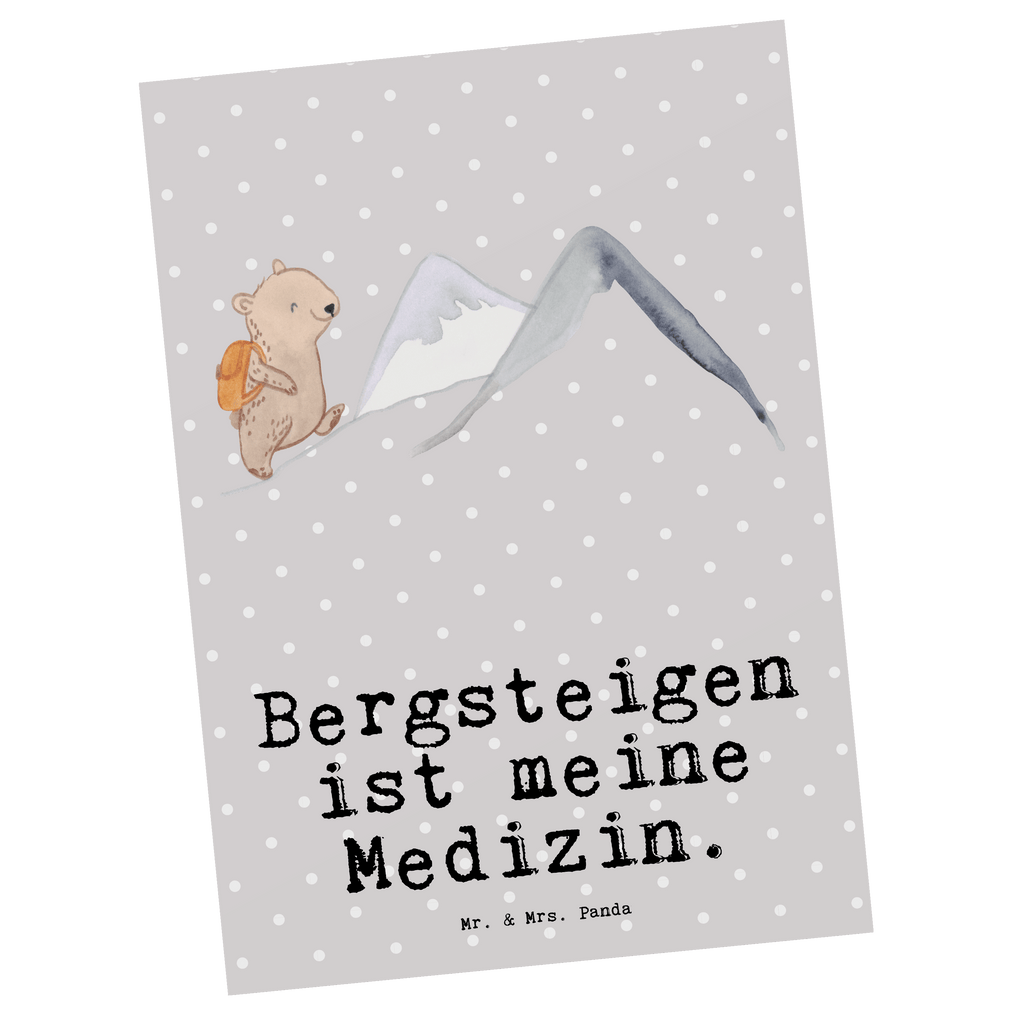 Postkarte Bär Bergsteigen Medizin Geschenkkarte, Grußkarte, Karte, Einladung, Ansichtskarte, Geburtstagskarte, Einladungskarte, Dankeskarte, Geschenk, Sport, Sportart, Hobby, Schenken, Danke, Dankeschön, Auszeichnung, Gewinn, Sportler, Bergsteigen, wandern, Bergsport, Trekking, Alpinismus, Alpinwandern
