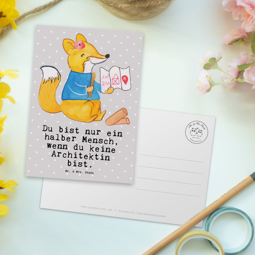 Postkarte Architektin mit Herz Geschenkkarte, Grußkarte, Karte, Einladung, Ansichtskarte, Geburtstagskarte, Einladungskarte, Dankeskarte, Beruf, Ausbildung, Jubiläum, Abschied, Rente, Kollege, Kollegin, Geschenk, Schenken, Arbeitskollege, Mitarbeiter, Firma, Danke, Dankeschön, Architektin, Innenarchitektin, Architekturbüro
