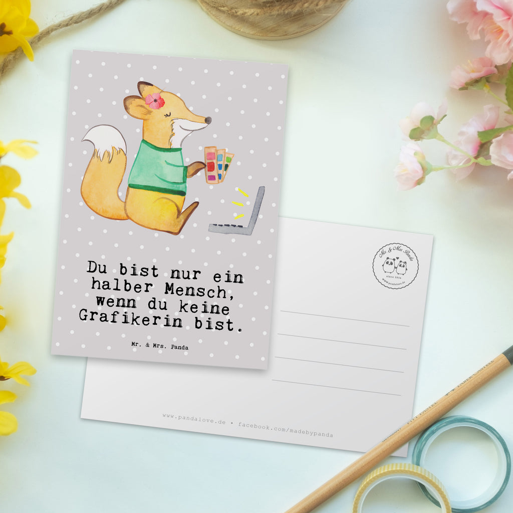 Postkarte Grafikerin mit Herz Geschenkkarte, Grußkarte, Karte, Einladung, Ansichtskarte, Geburtstagskarte, Einladungskarte, Dankeskarte, Beruf, Ausbildung, Jubiläum, Abschied, Rente, Kollege, Kollegin, Geschenk, Schenken, Arbeitskollege, Mitarbeiter, Firma, Danke, Dankeschön, Grafikerin, Designer, Mediengestalter, Grafikdesignerin