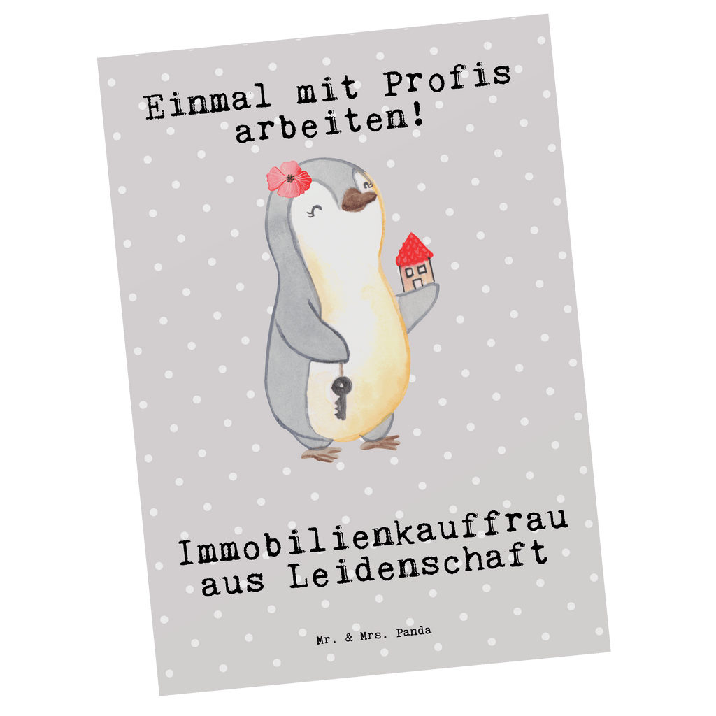 Postkarte Immobilienkauffrau aus Leidenschaft Geschenkkarte, Grußkarte, Karte, Einladung, Ansichtskarte, Geburtstagskarte, Einladungskarte, Dankeskarte, Beruf, Ausbildung, Jubiläum, Abschied, Rente, Kollege, Kollegin, Geschenk, Schenken, Arbeitskollege, Mitarbeiter, Firma, Danke, Dankeschön, Immobilienmaklerin, Immobilienhändlerin, Immobilienkauffrau, Immobilienbüro