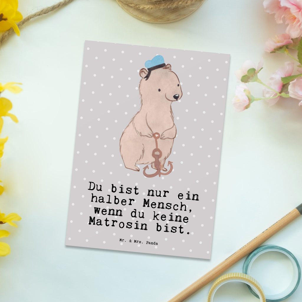 Postkarte Matrosin mit Herz Geschenkkarte, Grußkarte, Karte, Einladung, Ansichtskarte, Geburtstagskarte, Einladungskarte, Dankeskarte, Beruf, Ausbildung, Jubiläum, Abschied, Rente, Kollege, Kollegin, Geschenk, Schenken, Arbeitskollege, Mitarbeiter, Firma, Danke, Dankeschön, Matrosin, Seeleute, Schiff, Schiffsmechanikerin