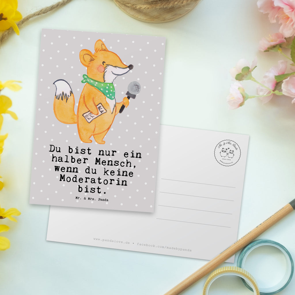 Postkarte Moderatorin mit Herz Geschenkkarte, Grußkarte, Karte, Einladung, Ansichtskarte, Geburtstagskarte, Einladungskarte, Dankeskarte, Beruf, Ausbildung, Jubiläum, Abschied, Rente, Kollege, Kollegin, Geschenk, Schenken, Arbeitskollege, Mitarbeiter, Firma, Danke, Dankeschön