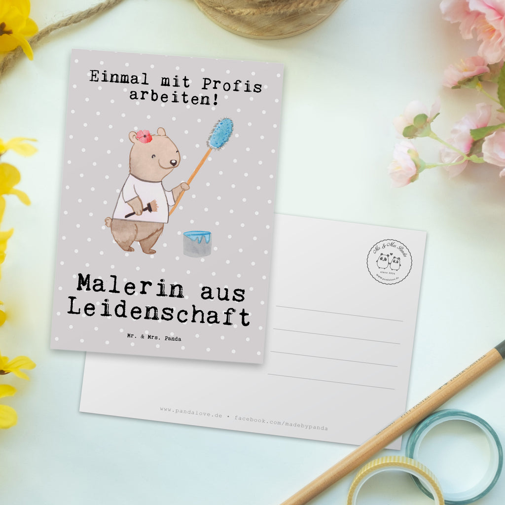 Postkarte Malerin aus Leidenschaft Geschenkkarte, Grußkarte, Karte, Einladung, Ansichtskarte, Geburtstagskarte, Einladungskarte, Dankeskarte, Beruf, Ausbildung, Jubiläum, Abschied, Rente, Kollege, Kollegin, Geschenk, Schenken, Arbeitskollege, Mitarbeiter, Firma, Danke, Dankeschön, Maler, Malermeisterin, Gesellenprüfung, Meisterprüfung, Malerbetrieb
