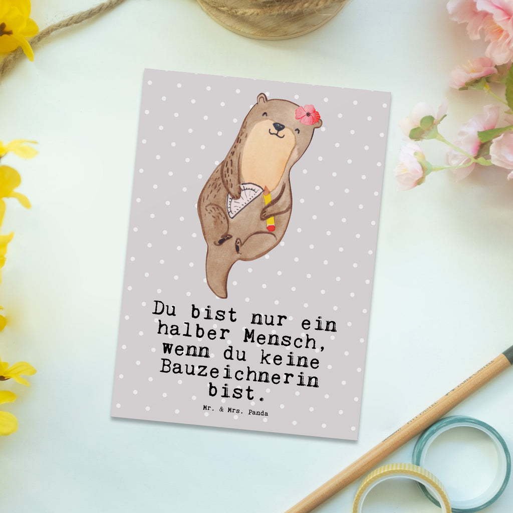 Postkarte Bauzeichnerin mit Herz Geschenkkarte, Grußkarte, Karte, Einladung, Ansichtskarte, Geburtstagskarte, Einladungskarte, Dankeskarte, Beruf, Ausbildung, Jubiläum, Abschied, Rente, Kollege, Kollegin, Geschenk, Schenken, Arbeitskollege, Mitarbeiter, Firma, Danke, Dankeschön