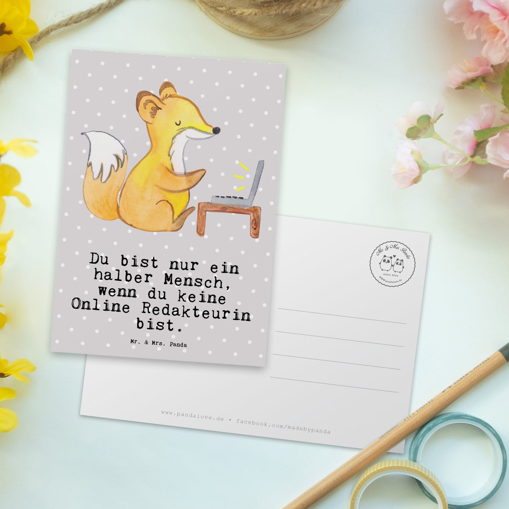 Postkarte Online Redakteurin mit Herz Geschenkkarte, Grußkarte, Karte, Einladung, Ansichtskarte, Geburtstagskarte, Einladungskarte, Dankeskarte, Beruf, Ausbildung, Jubiläum, Abschied, Rente, Kollege, Kollegin, Geschenk, Schenken, Arbeitskollege, Mitarbeiter, Firma, Danke, Dankeschön