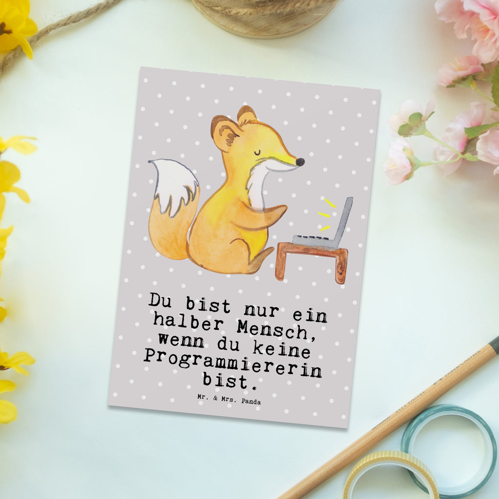 Postkarte Programmiererin mit Herz Geschenkkarte, Grußkarte, Karte, Einladung, Ansichtskarte, Geburtstagskarte, Einladungskarte, Beruf, Ausbildung, Jubiläum, Abschied, Rente, Kollege, Kollegin, Geschenk, Schenken, Arbeitskollege, Mitarbeiter, Firma, Danke, Dankeschön, Programmiererin, Softwareingenieurin, Softwarentwicklerin, Computerfreak, Datenverarbeiterin, Computerfachfrau, IT-Spezialistin, Nerd