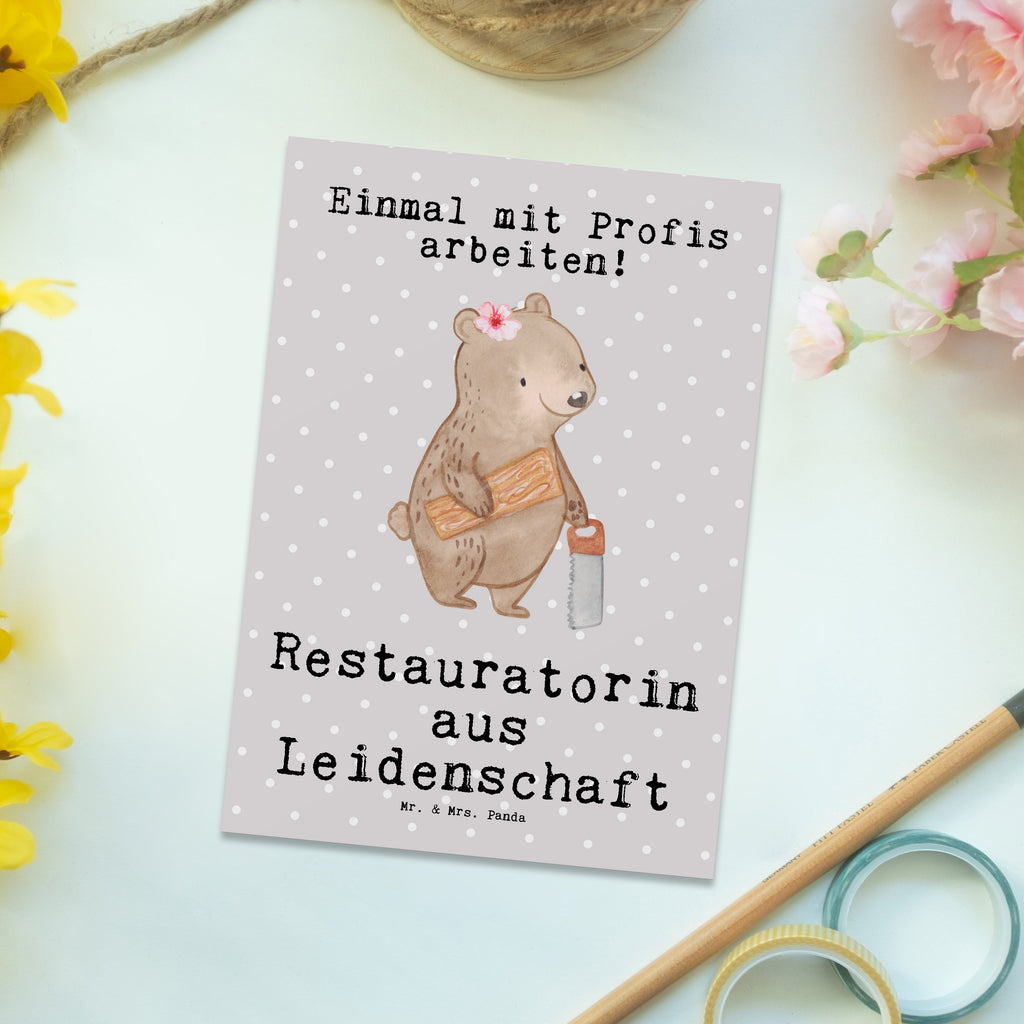 Postkarte Restauratorin aus Leidenschaft Geschenkkarte, Grußkarte, Karte, Einladung, Ansichtskarte, Geburtstagskarte, Einladungskarte, Beruf, Ausbildung, Jubiläum, Abschied, Rente, Kollege, Kollegin, Geschenk, Schenken, Arbeitskollege, Mitarbeiter, Firma, Danke, Dankeschön