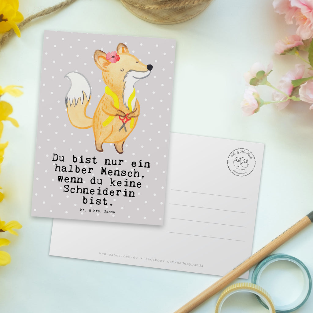 Postkarte Schneiderin mit Herz Geschenkkarte, Grußkarte, Karte, Einladung, Ansichtskarte, Geburtstagskarte, Einladungskarte, Dankeskarte, Beruf, Ausbildung, Jubiläum, Abschied, Rente, Kollege, Kollegin, Geschenk, Schenken, Arbeitskollege, Mitarbeiter, Firma, Danke, Dankeschön