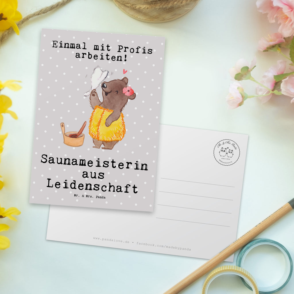 Postkarte Saunameisterin aus Leidenschaft Geschenkkarte, Grußkarte, Karte, Einladung, Ansichtskarte, Geburtstagskarte, Einladungskarte, Dankeskarte, Beruf, Ausbildung, Jubiläum, Abschied, Rente, Kollege, Kollegin, Geschenk, Schenken, Arbeitskollege, Mitarbeiter, Firma, Danke, Dankeschön