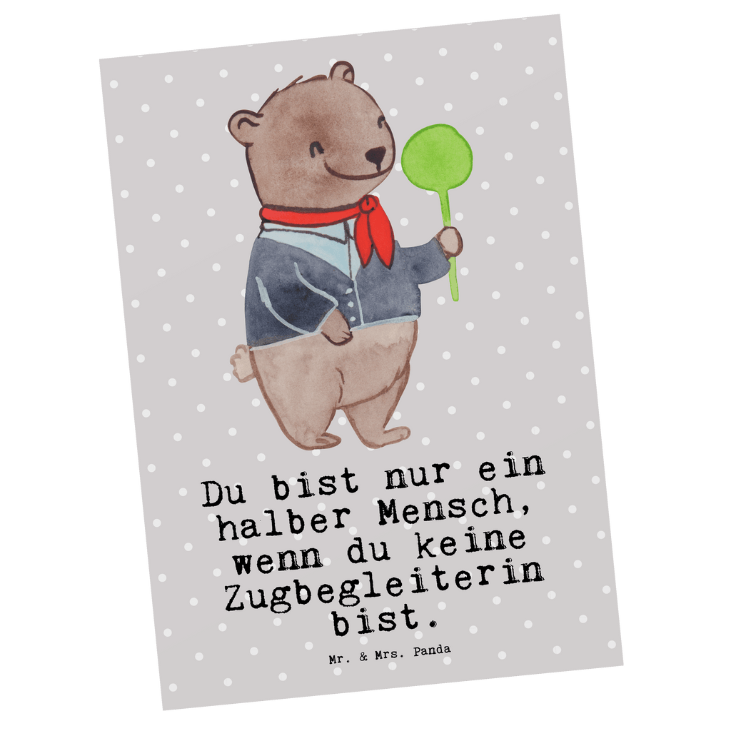 Postkarte Zugbegleiterin mit Herz Geschenkkarte, Grußkarte, Karte, Einladung, Ansichtskarte, Geburtstagskarte, Einladungskarte, Beruf, Ausbildung, Jubiläum, Abschied, Rente, Kollege, Kollegin, Geschenk, Schenken, Arbeitskollege, Mitarbeiter, Firma, Danke, Dankeschön