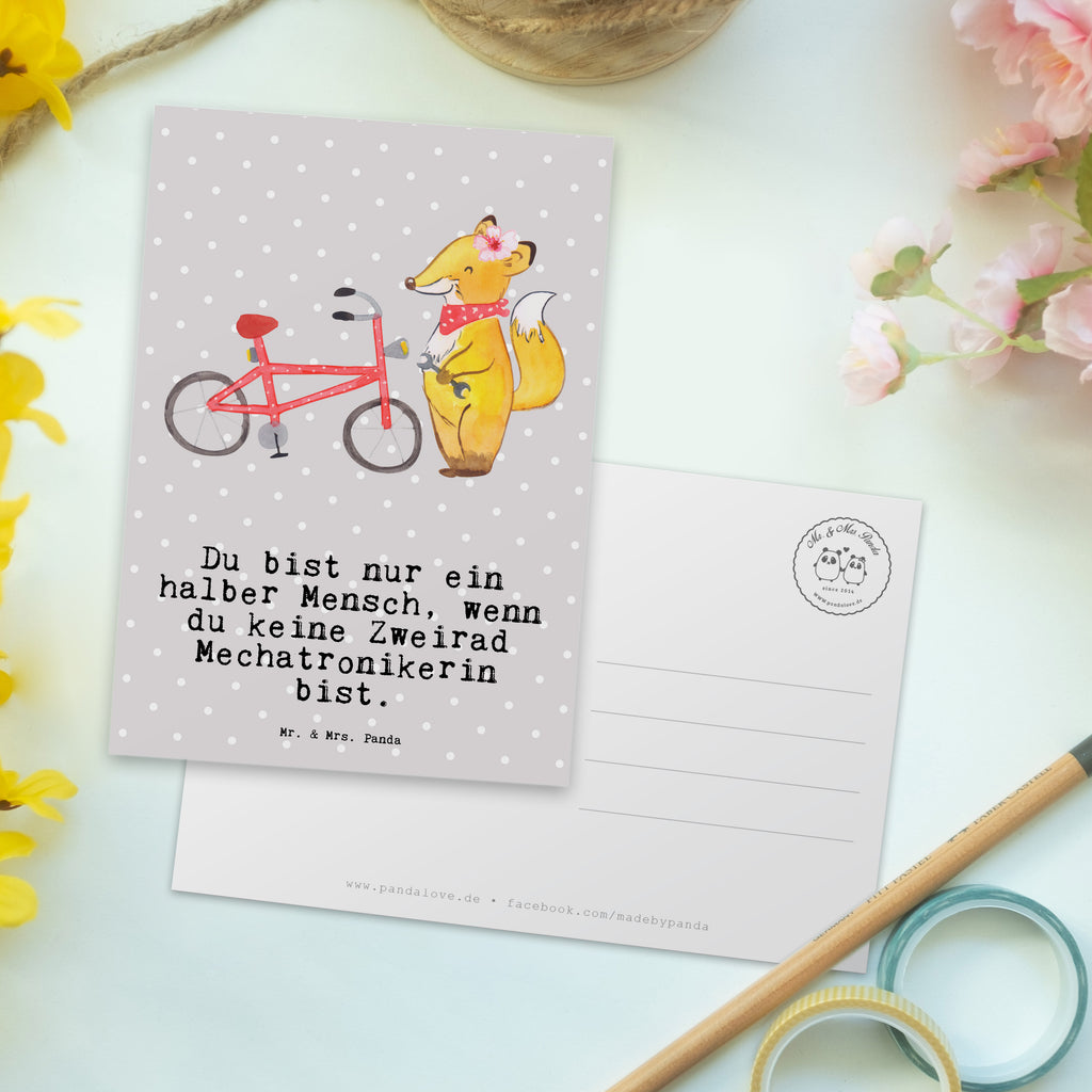 Postkarte Zweirad Mechatronikerin mit Herz Geschenkkarte, Grußkarte, Karte, Einladung, Ansichtskarte, Geburtstagskarte, Einladungskarte, Dankeskarte, Beruf, Ausbildung, Jubiläum, Abschied, Rente, Kollege, Kollegin, Geschenk, Schenken, Arbeitskollege, Mitarbeiter, Firma, Danke, Dankeschön