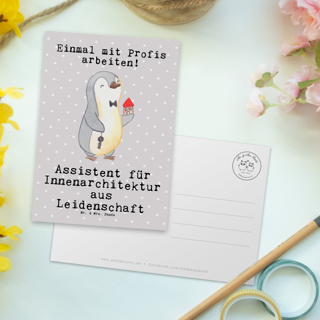Postkarte Assistent für Innenarchitektur aus Leidenschaft Geschenkkarte, Grußkarte, Karte, Einladung, Ansichtskarte, Geburtstagskarte, Einladungskarte, Beruf, Ausbildung, Jubiläum, Abschied, Rente, Kollege, Kollegin, Geschenk, Schenken, Arbeitskollege, Mitarbeiter, Firma, Danke, Dankeschön