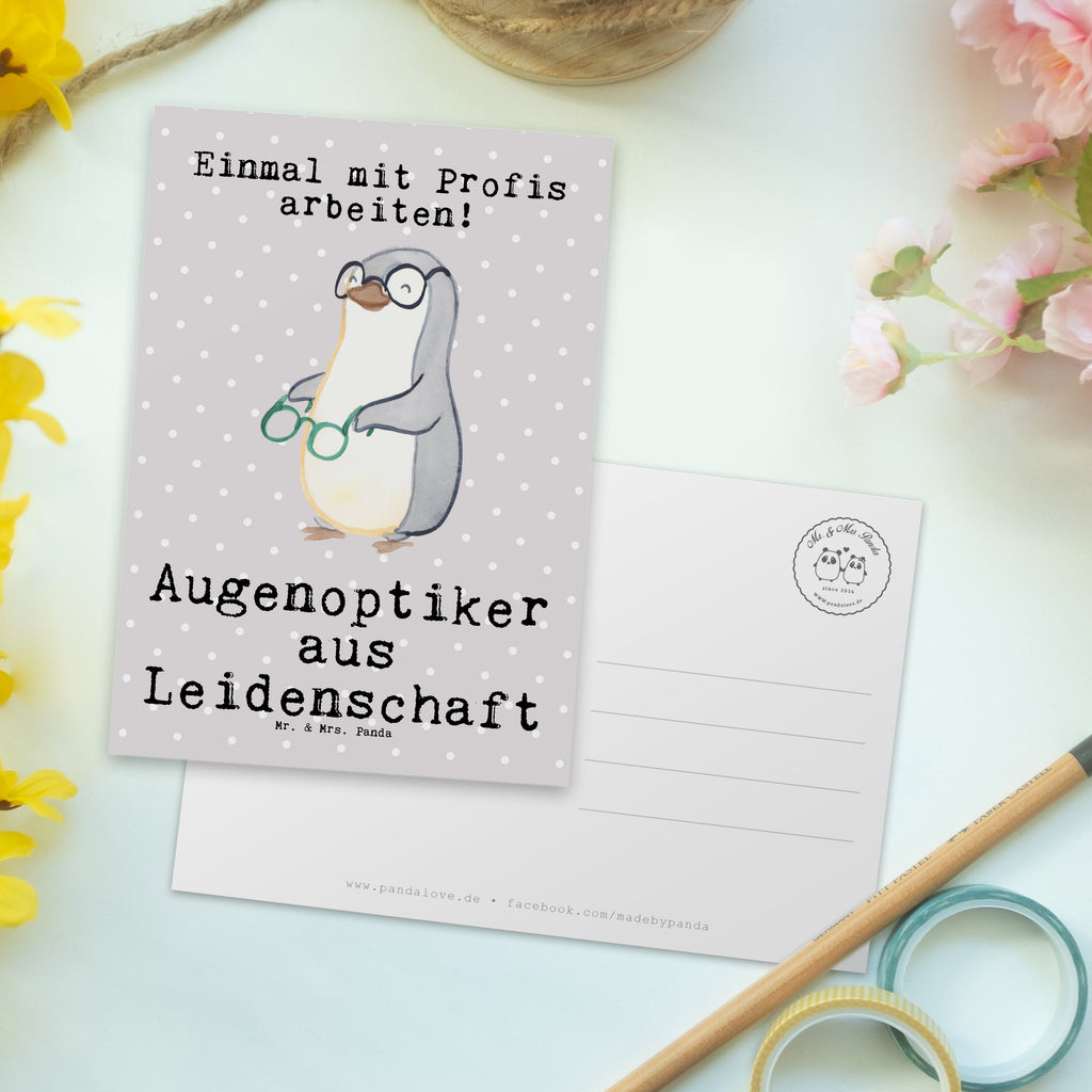 Postkarte Augenoptiker aus Leidenschaft Geschenkkarte, Grußkarte, Karte, Einladung, Ansichtskarte, Geburtstagskarte, Einladungskarte, Beruf, Ausbildung, Jubiläum, Abschied, Rente, Kollege, Kollegin, Geschenk, Schenken, Arbeitskollege, Mitarbeiter, Firma, Danke, Dankeschön, Augenoptiker, Optiker, Augenarzt, Optometrist, Brillenverkäufer, Brillengeschäft, Eröffnung