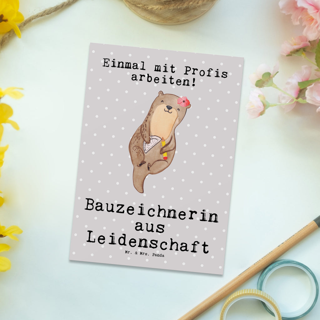 Postkarte Bauzeichnerin aus Leidenschaft Geschenkkarte, Grußkarte, Karte, Einladung, Ansichtskarte, Geburtstagskarte, Einladungskarte, Beruf, Ausbildung, Jubiläum, Abschied, Rente, Kollege, Kollegin, Geschenk, Schenken, Arbeitskollege, Mitarbeiter, Firma, Danke, Dankeschön