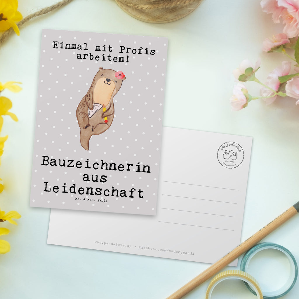 Postkarte Bauzeichnerin aus Leidenschaft Geschenkkarte, Grußkarte, Karte, Einladung, Ansichtskarte, Geburtstagskarte, Einladungskarte, Beruf, Ausbildung, Jubiläum, Abschied, Rente, Kollege, Kollegin, Geschenk, Schenken, Arbeitskollege, Mitarbeiter, Firma, Danke, Dankeschön