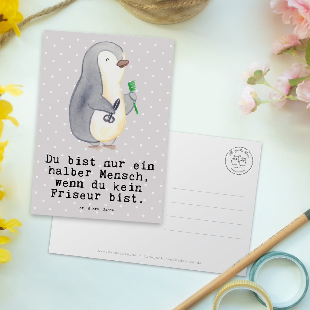 Postkarte Friseur mit Herz Geschenkkarte, Grußkarte, Karte, Einladung, Ansichtskarte, Geburtstagskarte, Einladungskarte, Beruf, Ausbildung, Jubiläum, Abschied, Rente, Kollege, Kollegin, Geschenk, Schenken, Arbeitskollege, Mitarbeiter, Firma, Danke, Dankeschön, Frisör, Haarstylist, Frisörbesuch, Friseursalon, Barbier, Coiffeur, Eröffnung Friseur