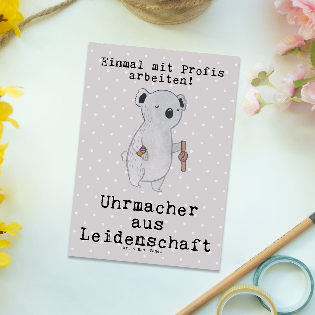 Postkarte Uhrmacher aus Leidenschaft Geschenkkarte, Grußkarte, Karte, Einladung, Ansichtskarte, Geburtstagskarte, Einladungskarte, Dankeskarte, Beruf, Ausbildung, Jubiläum, Abschied, Rente, Kollege, Kollegin, Geschenk, Schenken, Arbeitskollege, Mitarbeiter, Firma, Danke, Dankeschön