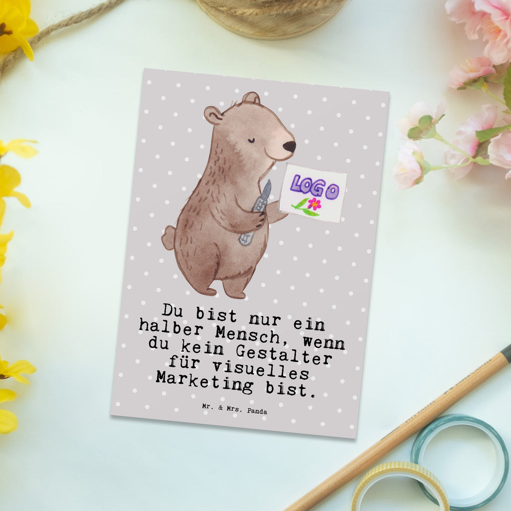 Postkarte Gestalter für visuelles Marketing mit Herz Geschenkkarte, Grußkarte, Karte, Einladung, Ansichtskarte, Geburtstagskarte, Einladungskarte, Dankeskarte, Beruf, Ausbildung, Jubiläum, Abschied, Rente, Kollege, Kollegin, Geschenk, Schenken, Arbeitskollege, Mitarbeiter, Firma, Danke, Dankeschön