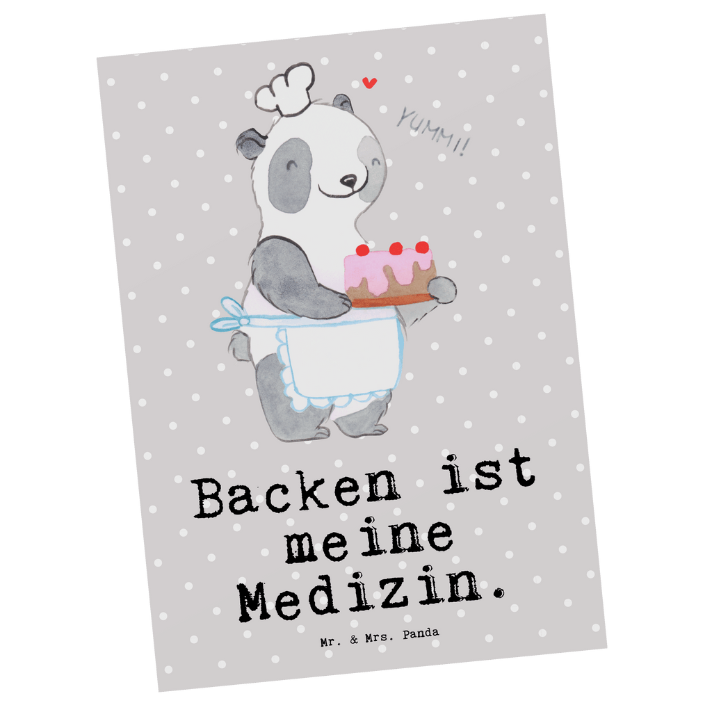 Postkarte Panda Backen Medizin Geschenkkarte, Grußkarte, Karte, Einladung, Ansichtskarte, Geburtstagskarte, Einladungskarte, Dankeskarte, Geschenk, Sport, Sportart, Hobby, Schenken, Danke, Dankeschön, Auszeichnung, Gewinn, Sportler, backen, Hobbybäcker, Kuchen backen