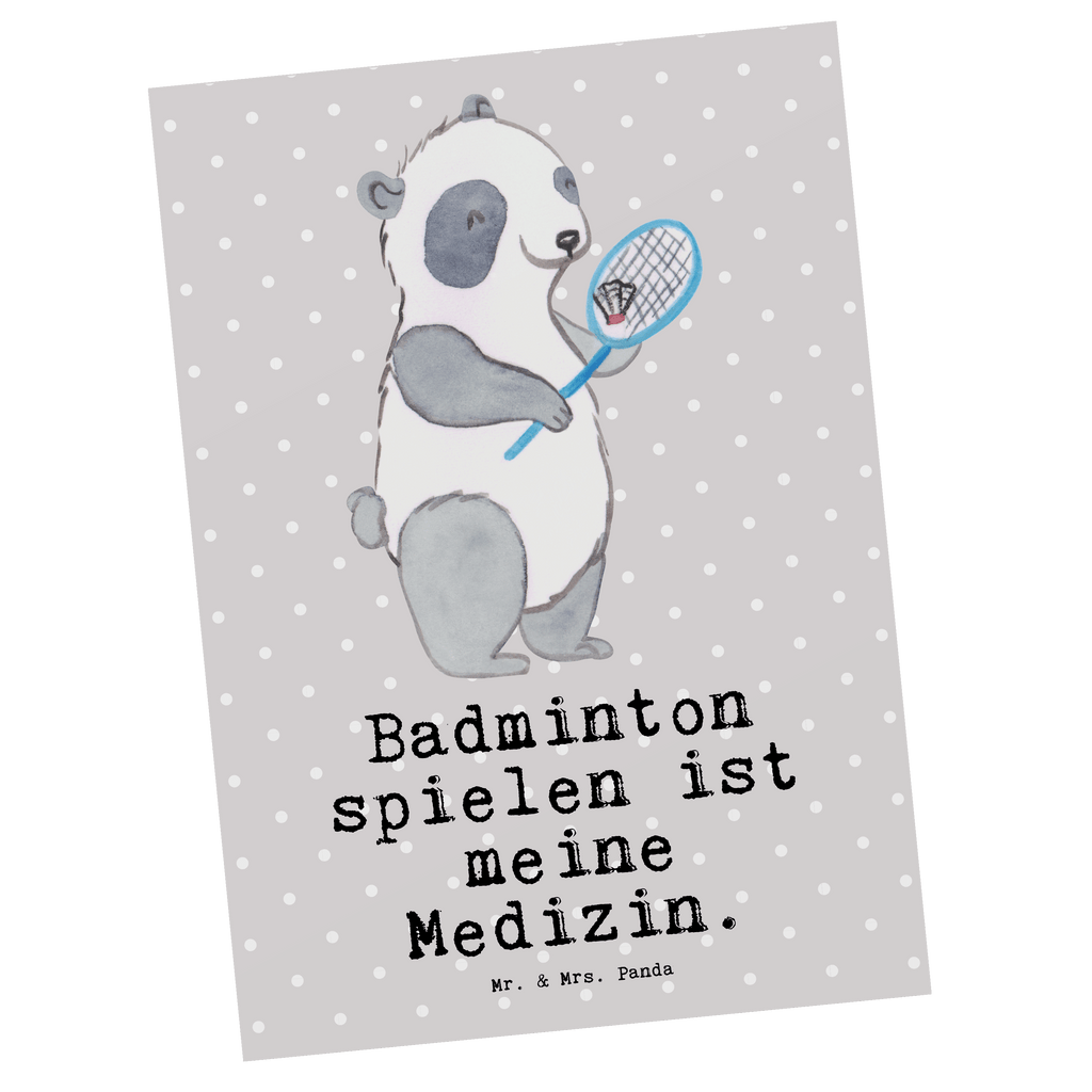 Postkarte Panda Badminton  Medizin Geschenkkarte, Grußkarte, Karte, Einladung, Ansichtskarte, Geburtstagskarte, Einladungskarte, Dankeskarte, Geschenk, Sport, Sportart, Hobby, Schenken, Danke, Dankeschön, Auszeichnung, Gewinn, Sportler, Badminton, Badminton spielen