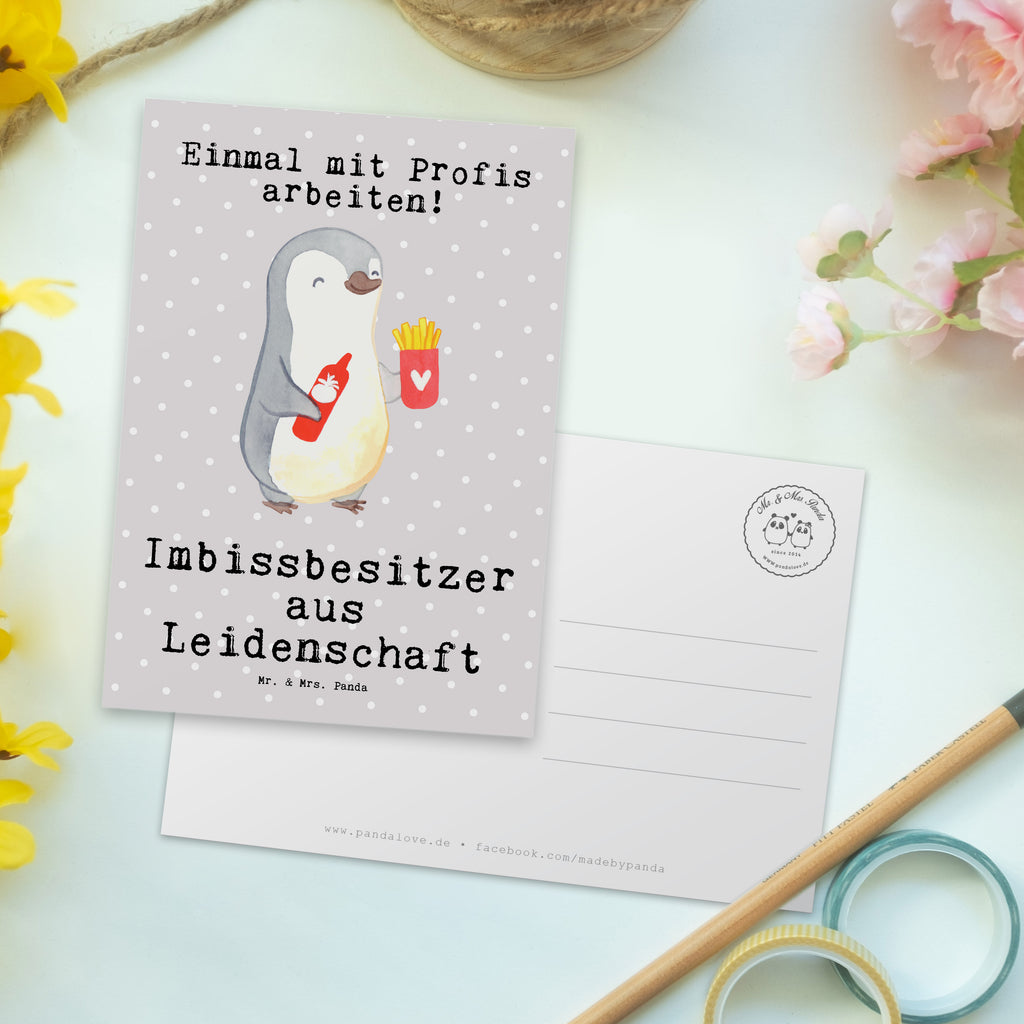 Postkarte Imbissbesitzer aus Leidenschaft Geschenkkarte, Grußkarte, Karte, Einladung, Ansichtskarte, Geburtstagskarte, Einladungskarte, Dankeskarte, Beruf, Ausbildung, Jubiläum, Abschied, Rente, Kollege, Kollegin, Geschenk, Schenken, Arbeitskollege, Mitarbeiter, Firma, Danke, Dankeschön, Imbissbesitzer, Imbissverkäufer, Pommesverkäufer, Pommesliebe