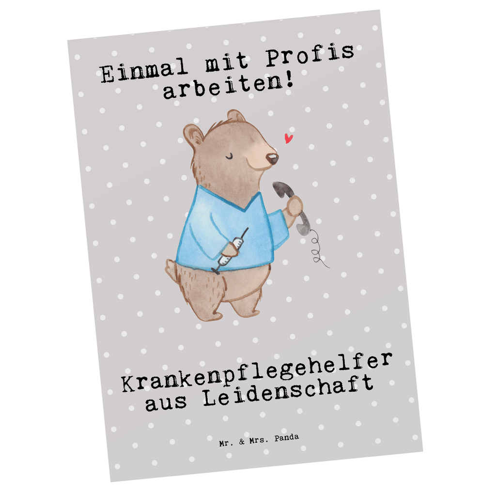 Postkarte Krankenpflegehelfer aus Leidenschaft Geschenkkarte, Grußkarte, Karte, Einladung, Ansichtskarte, Geburtstagskarte, Einladungskarte, Dankeskarte, Beruf, Ausbildung, Jubiläum, Abschied, Rente, Kollege, Kollegin, Geschenk, Schenken, Arbeitskollege, Mitarbeiter, Firma, Danke, Dankeschön, Krankenpflegehelfer, Pflegehelfer, Pflegekraft