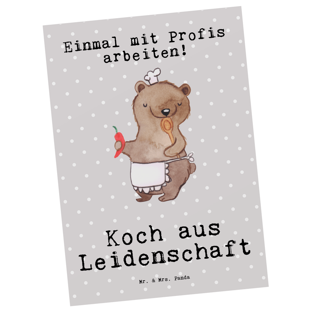 Postkarte Koch aus Leidenschaft Geschenkkarte, Grußkarte, Karte, Einladung, Ansichtskarte, Geburtstagskarte, Einladungskarte, Beruf, Ausbildung, Jubiläum, Abschied, Rente, Kollege, Kollegin, Geschenk, Schenken, Arbeitskollege, Mitarbeiter, Firma, Danke, Dankeschön, Koch, Chefkoch, Küchenchef, Küchenmeister, Schiffskoch, Sternekoch, Fernsehkoch, Restaurant