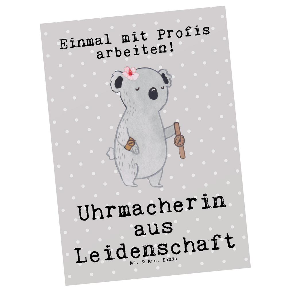 Postkarte Uhrmacherin aus Leidenschaft Geschenkkarte, Grußkarte, Karte, Einladung, Ansichtskarte, Geburtstagskarte, Einladungskarte, Dankeskarte, Beruf, Ausbildung, Jubiläum, Abschied, Rente, Kollege, Kollegin, Geschenk, Schenken, Arbeitskollege, Mitarbeiter, Firma, Danke, Dankeschön