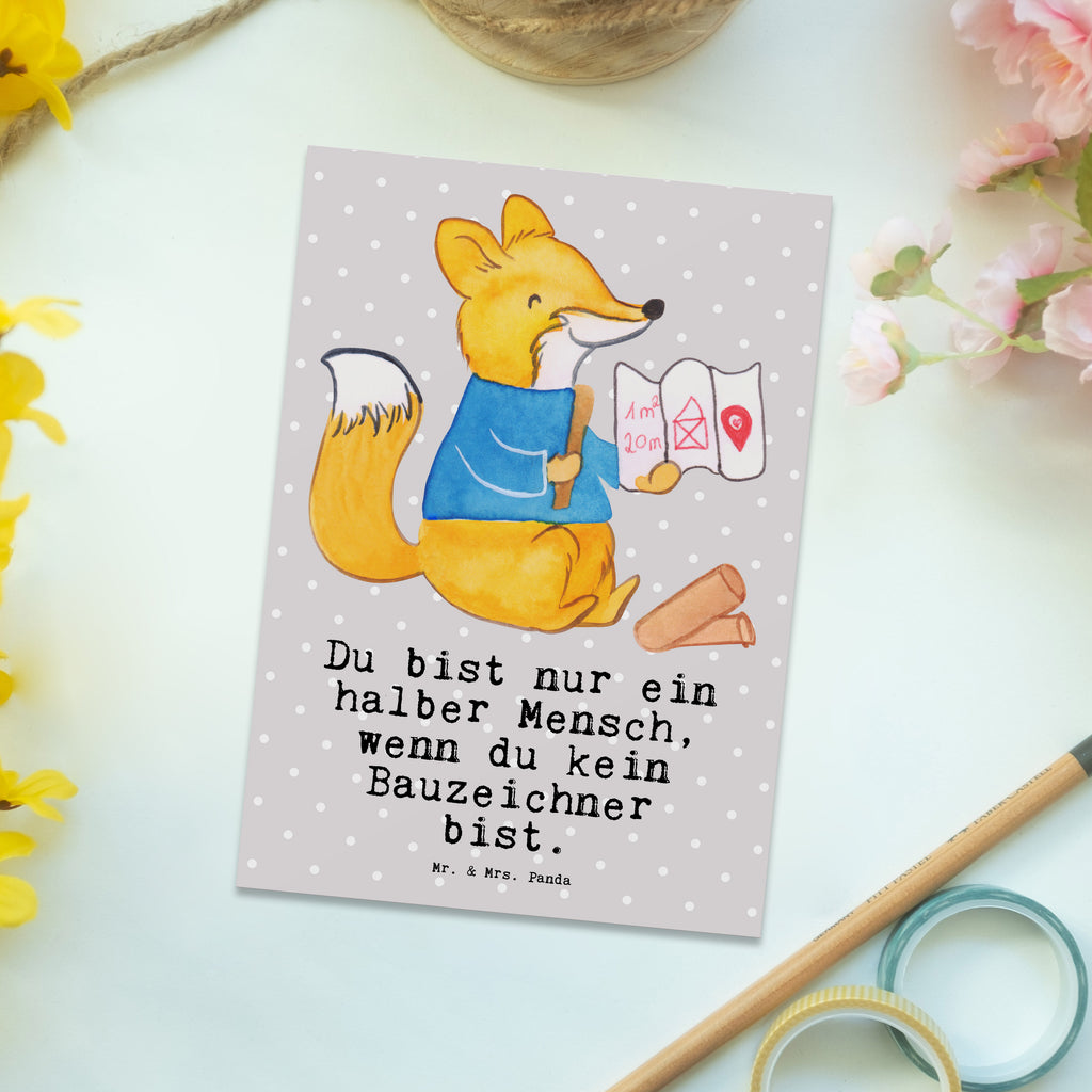 Postkarte Bauzeichner mit Herz Geschenkkarte, Grußkarte, Karte, Einladung, Ansichtskarte, Geburtstagskarte, Einladungskarte, Dankeskarte, Beruf, Ausbildung, Jubiläum, Abschied, Rente, Kollege, Kollegin, Geschenk, Schenken, Arbeitskollege, Mitarbeiter, Firma, Danke, Dankeschön
