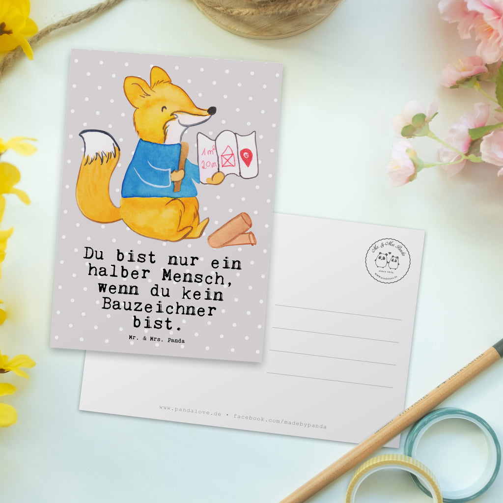Postkarte Bauzeichner mit Herz Geschenkkarte, Grußkarte, Karte, Einladung, Ansichtskarte, Geburtstagskarte, Einladungskarte, Dankeskarte, Beruf, Ausbildung, Jubiläum, Abschied, Rente, Kollege, Kollegin, Geschenk, Schenken, Arbeitskollege, Mitarbeiter, Firma, Danke, Dankeschön