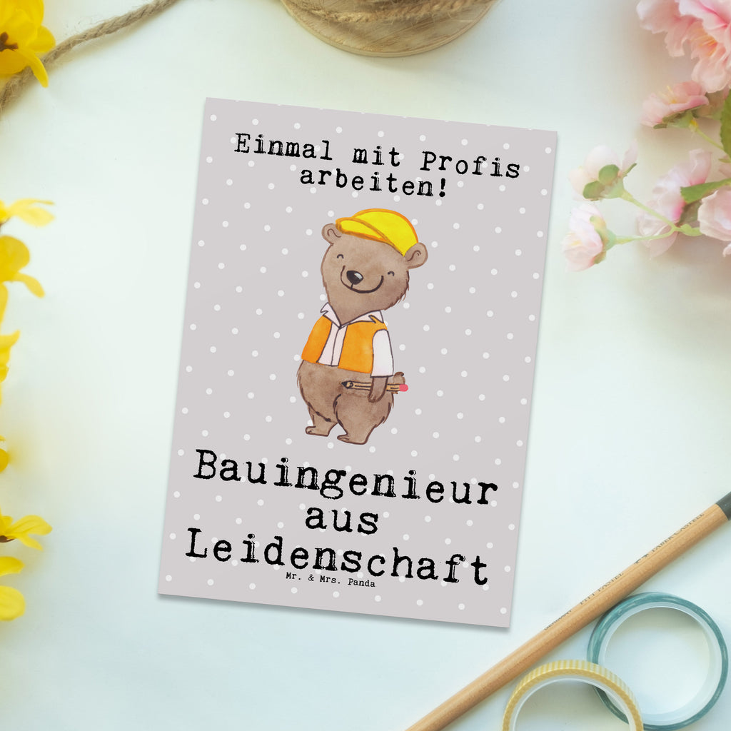 Postkarte Bauingenieur aus Leidenschaft Geschenkkarte, Grußkarte, Karte, Einladung, Ansichtskarte, Geburtstagskarte, Einladungskarte, Dankeskarte, Beruf, Ausbildung, Jubiläum, Abschied, Rente, Kollege, Kollegin, Geschenk, Schenken, Arbeitskollege, Mitarbeiter, Firma, Danke, Dankeschön, Bauingenieur, Statiker, Ingeniuer, Baustelle, Studium