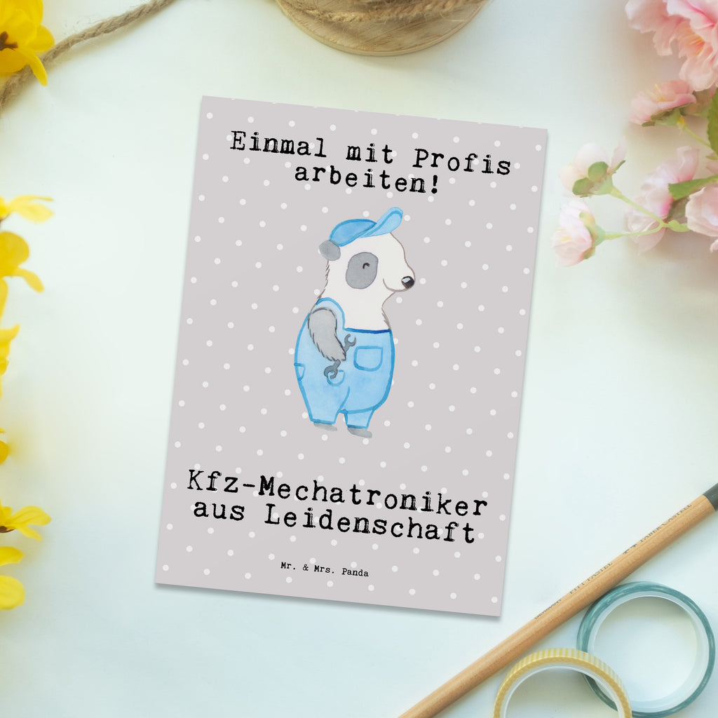 Postkarte Kfz-Mechatroniker aus Leidenschaft Geschenkkarte, Grußkarte, Karte, Einladung, Ansichtskarte, Geburtstagskarte, Einladungskarte, Beruf, Ausbildung, Jubiläum, Abschied, Rente, Kollege, Kollegin, Geschenk, Schenken, Arbeitskollege, Mitarbeiter, Firma, Danke, Dankeschön, Kfz-Mechatroniker, Kraftfahrzeugmechaniker, Meister, Gesellenprüfung
