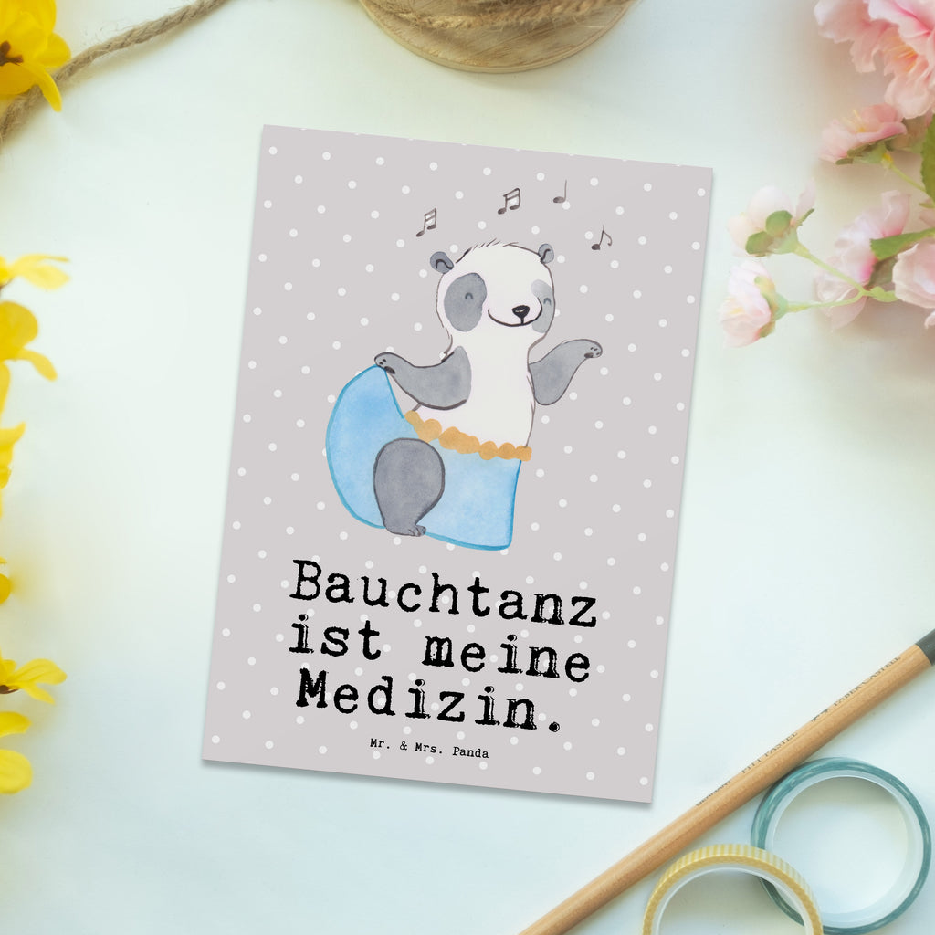 Postkarte Panda Bauchtanz Medizin Geschenkkarte, Grußkarte, Karte, Einladung, Ansichtskarte, Geburtstagskarte, Einladungskarte, Dankeskarte, Geschenk, Sport, Sportart, Hobby, Schenken, Danke, Dankeschön, Auszeichnung, Gewinn, Sportler, Bauchtanz, orientalischer Tanz, Tanzen