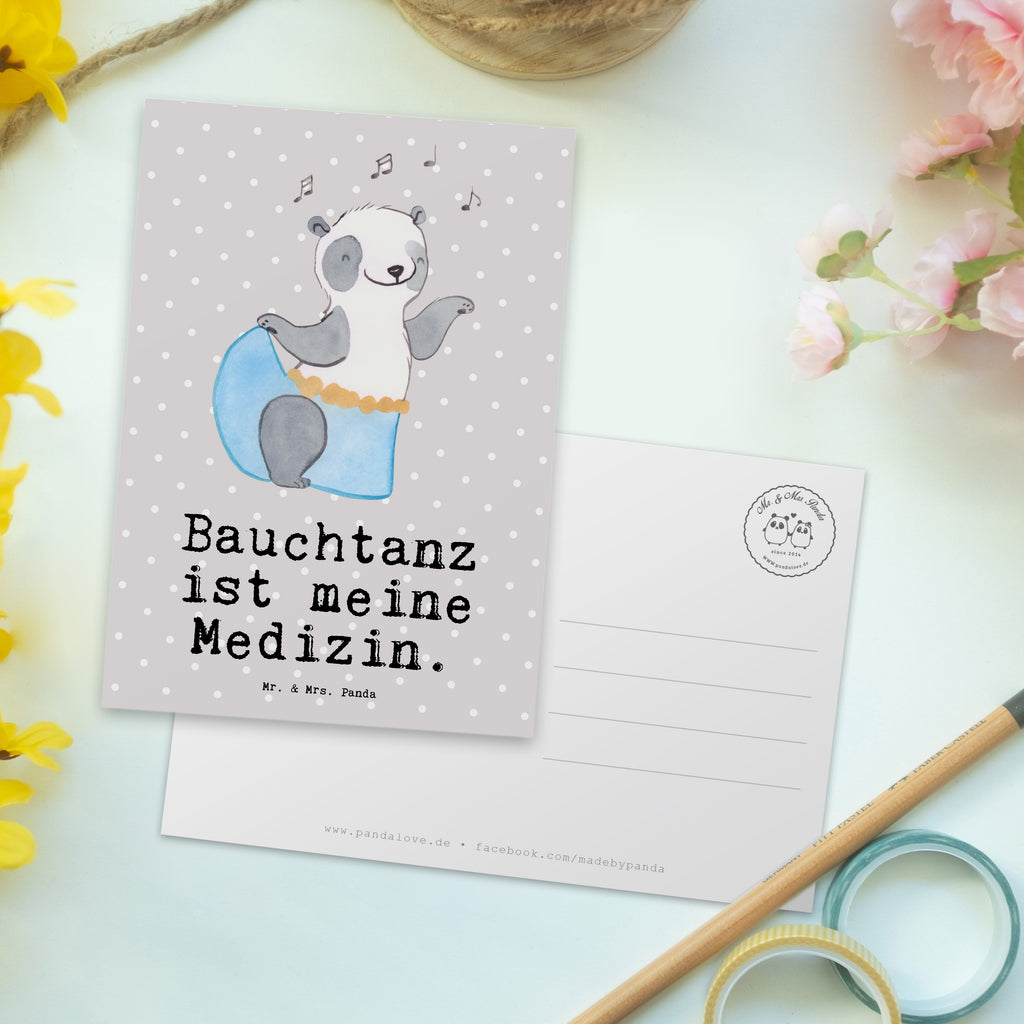 Postkarte Panda Bauchtanz Medizin Geschenkkarte, Grußkarte, Karte, Einladung, Ansichtskarte, Geburtstagskarte, Einladungskarte, Dankeskarte, Geschenk, Sport, Sportart, Hobby, Schenken, Danke, Dankeschön, Auszeichnung, Gewinn, Sportler, Bauchtanz, orientalischer Tanz, Tanzen