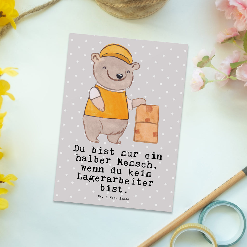 Postkarte Lagerarbeiter mit Herz Geschenkkarte, Grußkarte, Karte, Einladung, Ansichtskarte, Geburtstagskarte, Einladungskarte, Beruf, Ausbildung, Jubiläum, Abschied, Rente, Kollege, Kollegin, Geschenk, Schenken, Arbeitskollege, Mitarbeiter, Firma, Danke, Dankeschön, Lagerarbeiter, Fachlagerist, Lagerist, Lagerverwalter