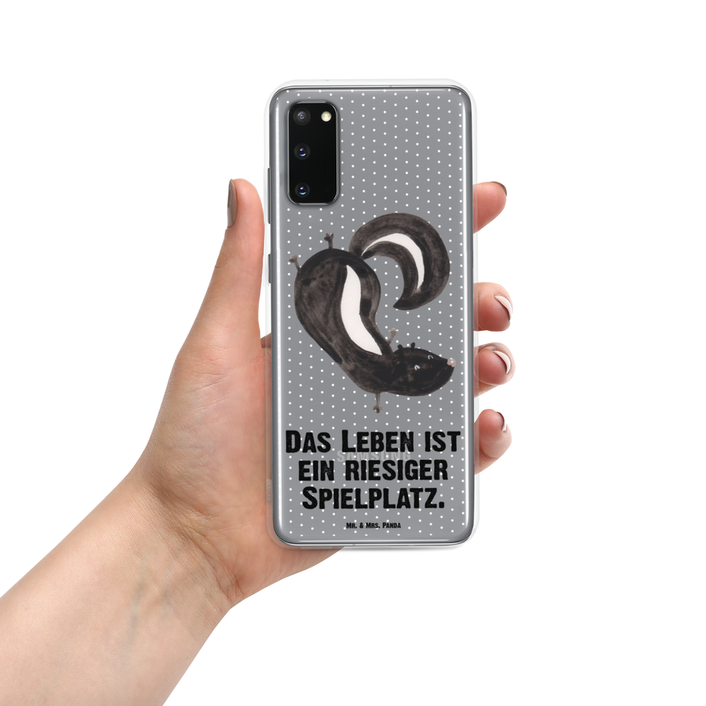 Handyhülle Stinktier Handstand Handyhülle, Handycover, Transparente Handyhülle, Flexible Handyhülle, Handyschutz, Transparent, Durchsichtig, Schutzhülle für Handy, Stilvolle Handyhülle, Robuste Handyhülle, Schutz vor Kratzern, Schützende Handyhülle, Stinktier, Skunk, Wildtier, Raubtier, Stinker, Stinki, Spielplatz, verpielt, Kind