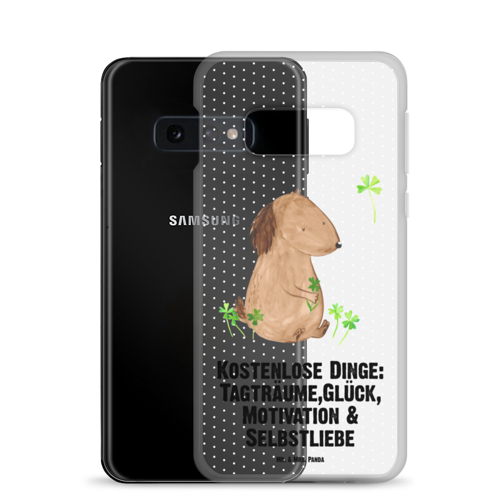 Handyhülle Hund Kleeblatt Handyhülle, Handycover, Transparente Handyhülle, Flexible Handyhülle, Handyschutz, Transparent, Durchsichtig, Schutzhülle für Handy, Stilvolle Handyhülle, Robuste Handyhülle, Schutz vor Kratzern, Schützende Handyhülle, Hund, Hundemotiv, Haustier, Hunderasse, Tierliebhaber, Hundebesitzer, Sprüche, Kleeblatt, Glück, Tagträume, Motivation, Neuanfang, Geschenk, Glücksbringer, Selbstliebe, Achtsamkeit