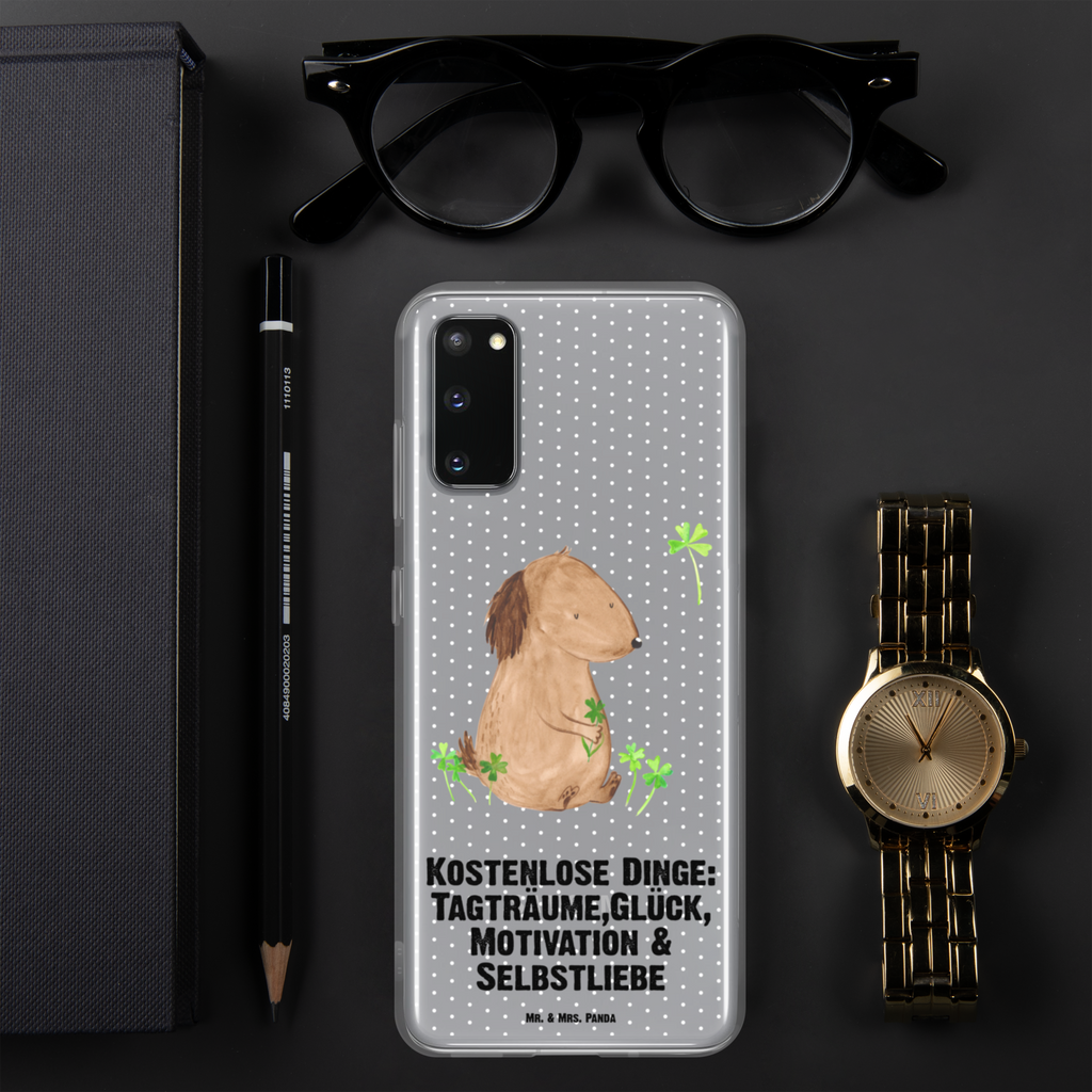 Handyhülle Hund Kleeblatt Handyhülle, Handycover, Transparente Handyhülle, Flexible Handyhülle, Handyschutz, Transparent, Durchsichtig, Schutzhülle für Handy, Stilvolle Handyhülle, Robuste Handyhülle, Schutz vor Kratzern, Schützende Handyhülle, Hund, Hundemotiv, Haustier, Hunderasse, Tierliebhaber, Hundebesitzer, Sprüche, Kleeblatt, Glück, Tagträume, Motivation, Neuanfang, Geschenk, Glücksbringer, Selbstliebe, Achtsamkeit