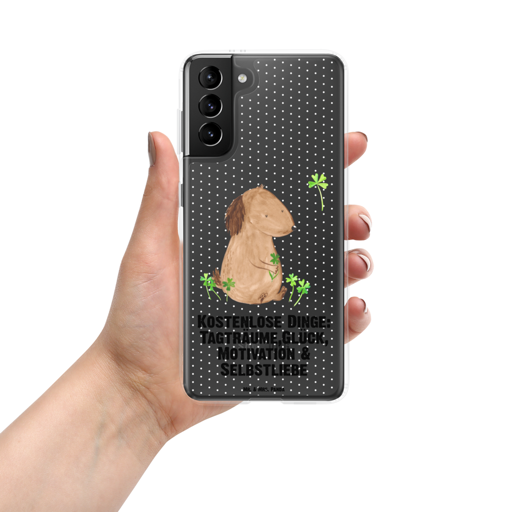 Handyhülle Hund Kleeblatt Handyhülle, Handycover, Transparente Handyhülle, Flexible Handyhülle, Handyschutz, Transparent, Durchsichtig, Schutzhülle für Handy, Stilvolle Handyhülle, Robuste Handyhülle, Schutz vor Kratzern, Schützende Handyhülle, Hund, Hundemotiv, Haustier, Hunderasse, Tierliebhaber, Hundebesitzer, Sprüche, Kleeblatt, Glück, Tagträume, Motivation, Neuanfang, Geschenk, Glücksbringer, Selbstliebe, Achtsamkeit