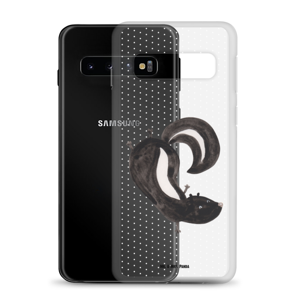 Handyhülle Stinktier Handstand Handyhülle, Handycover, Transparente Handyhülle, Flexible Handyhülle, Handyschutz, Transparent, Durchsichtig, Schutzhülle für Handy, Stilvolle Handyhülle, Robuste Handyhülle, Schutz vor Kratzern, Schützende Handyhülle, Stinktier, Skunk, Wildtier, Raubtier, Stinker, Stinki, Spielplatz, verpielt, Kind