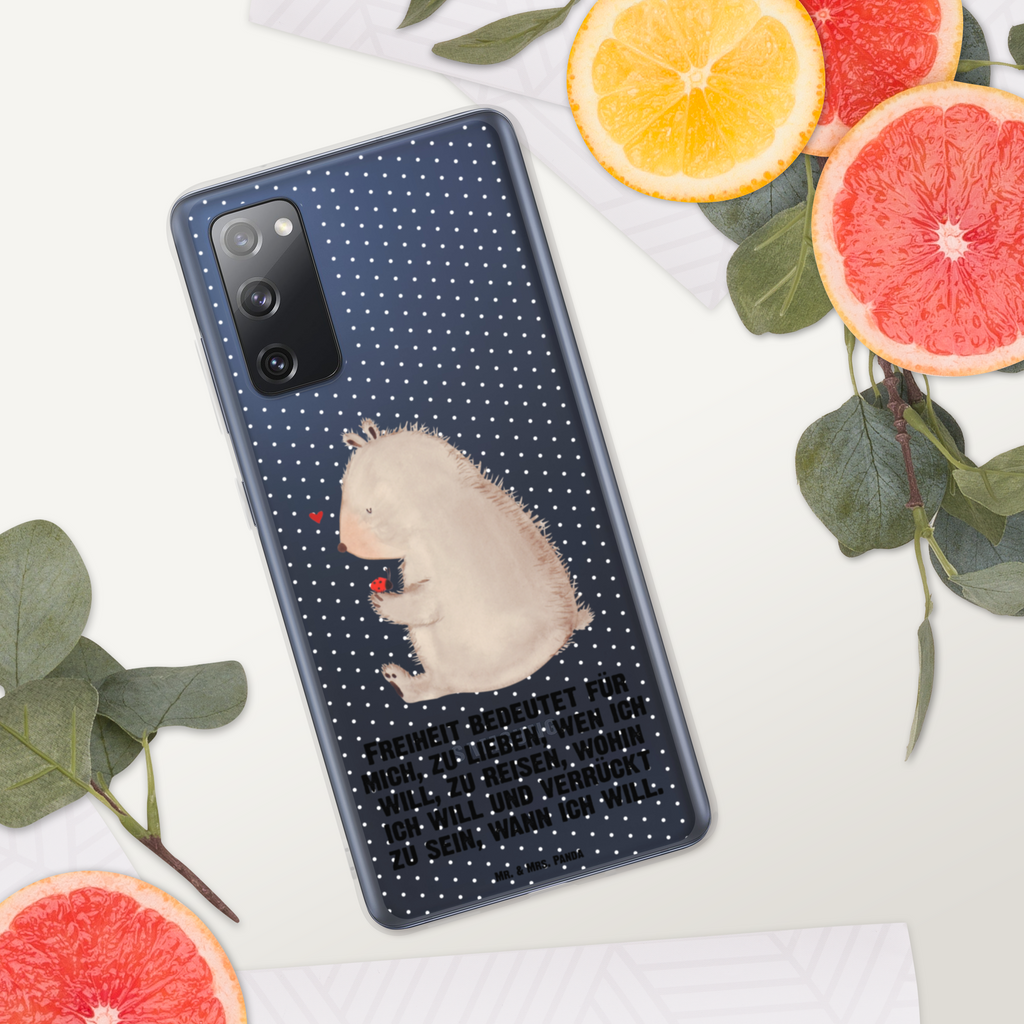 Handyhülle Bär mit Marienkäfer Bär, Marienkäfer, Liebe, Freiheit, Motivation, Das Leben ist schön Handyhülle, Handycover, Transparente Handyhülle, Flexible Handyhülle, Handyschutz, Transparent, Durchsichtig, Schutzhülle für Handy, Stilvolle Handyhülle, Robuste Handyhülle, Schutz vor Kratzern, Schützende Handyhülle  Bär, Teddy, Teddybär