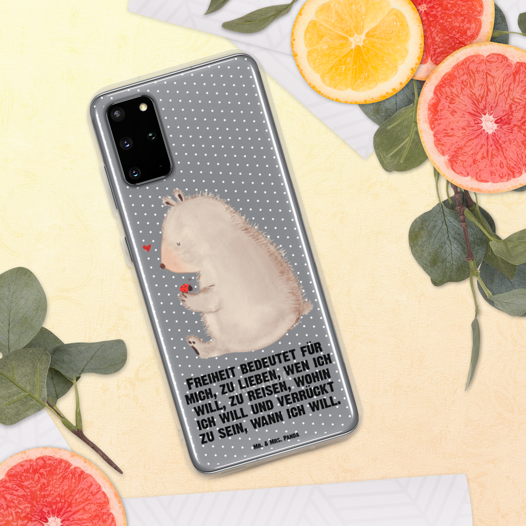 Handyhülle Bär mit Marienkäfer Bär, Marienkäfer, Liebe, Freiheit, Motivation, Das Leben ist schön Handyhülle, Handycover, Transparente Handyhülle, Flexible Handyhülle, Handyschutz, Transparent, Durchsichtig, Schutzhülle für Handy, Stilvolle Handyhülle, Robuste Handyhülle, Schutz vor Kratzern, Schützende Handyhülle  Bär, Teddy, Teddybär