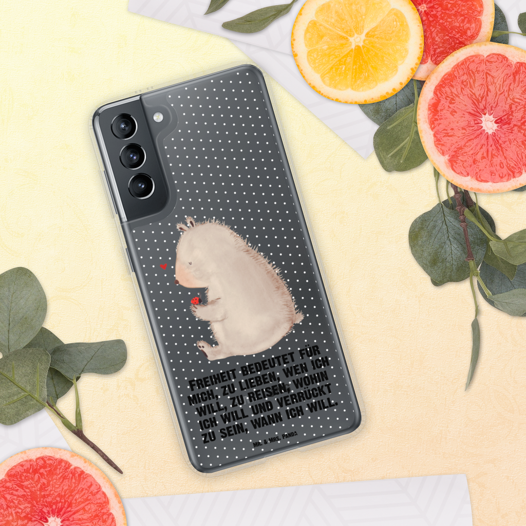 Handyhülle Bär mit Marienkäfer Bär, Marienkäfer, Liebe, Freiheit, Motivation, Das Leben ist schön Handyhülle, Handycover, Transparente Handyhülle, Flexible Handyhülle, Handyschutz, Transparent, Durchsichtig, Schutzhülle für Handy, Stilvolle Handyhülle, Robuste Handyhülle, Schutz vor Kratzern, Schützende Handyhülle  Bär, Teddy, Teddybär