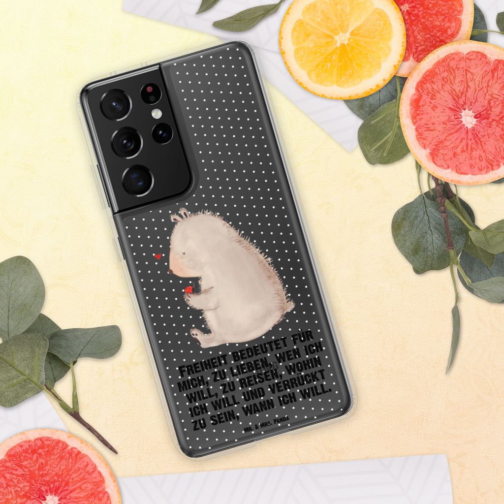 Handyhülle Bär mit Marienkäfer Bär, Marienkäfer, Liebe, Freiheit, Motivation, Das Leben ist schön Handyhülle, Handycover, Transparente Handyhülle, Flexible Handyhülle, Handyschutz, Transparent, Durchsichtig, Schutzhülle für Handy, Stilvolle Handyhülle, Robuste Handyhülle, Schutz vor Kratzern, Schützende Handyhülle  Bär, Teddy, Teddybär