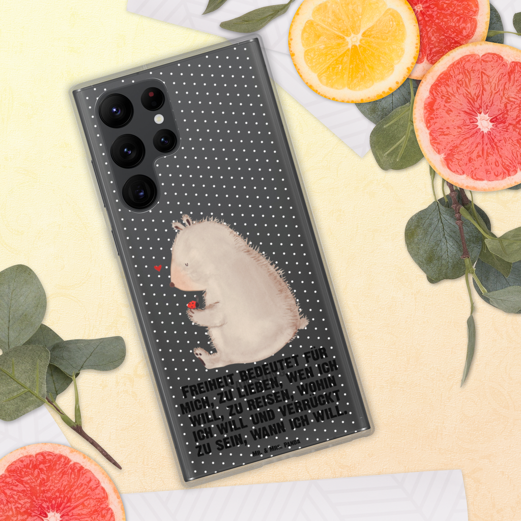 Handyhülle Bär mit Marienkäfer Bär, Marienkäfer, Liebe, Freiheit, Motivation, Das Leben ist schön Handyhülle, Handycover, Transparente Handyhülle, Flexible Handyhülle, Handyschutz, Transparent, Durchsichtig, Schutzhülle für Handy, Stilvolle Handyhülle, Robuste Handyhülle, Schutz vor Kratzern, Schützende Handyhülle  Bär, Teddy, Teddybär